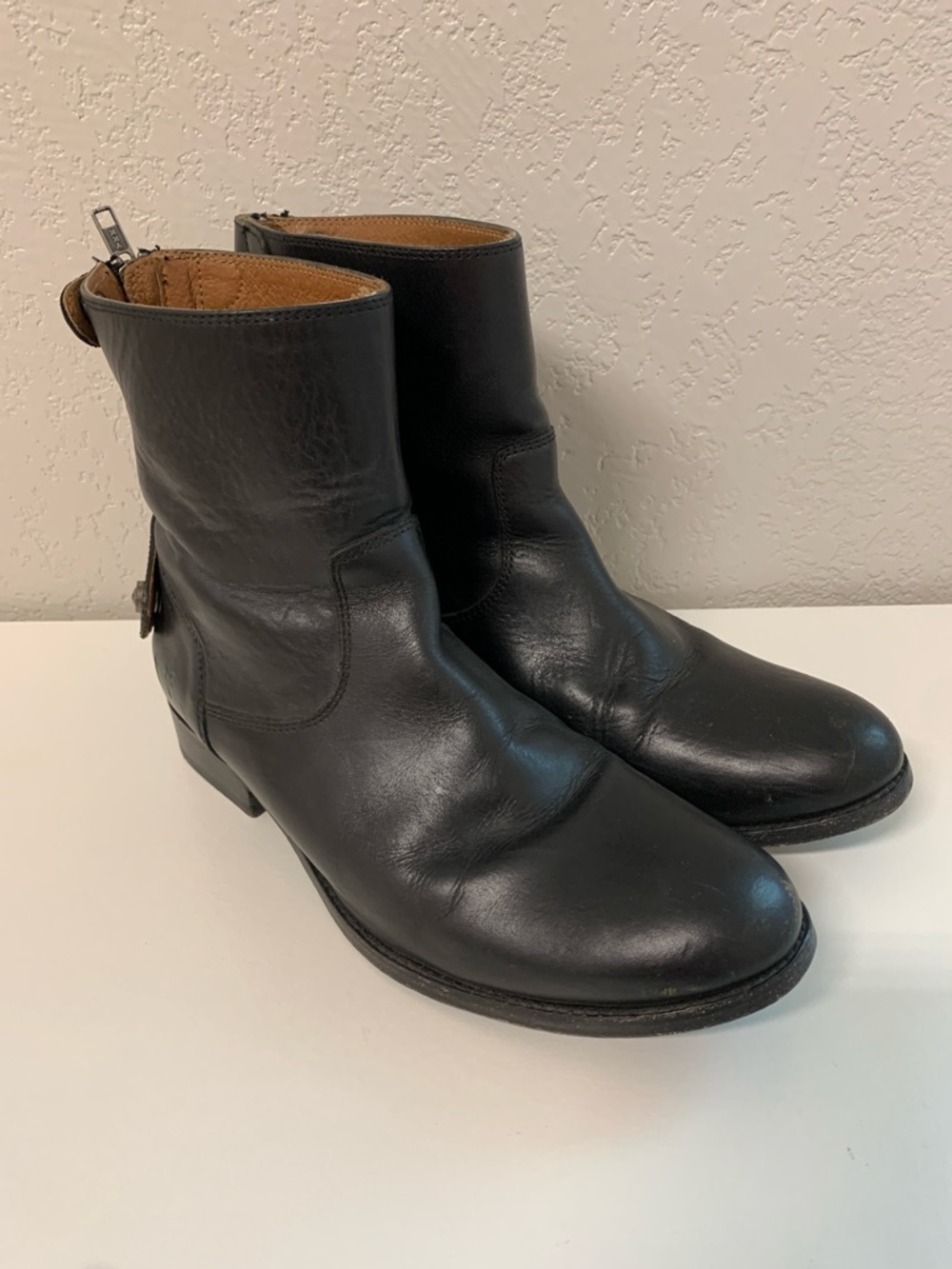 Frye Black Leather Ankle Boots
